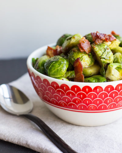 Brussels Sprouts with Horseradish-Honey Mustard Glaze and Bacon