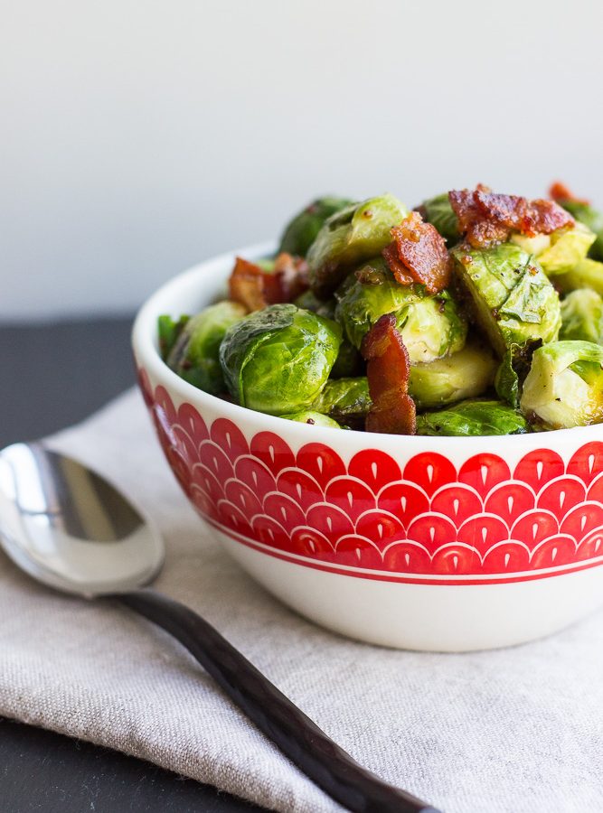 Brussels Sprouts with Horseradish-Honey Mustard Glaze and Bacon