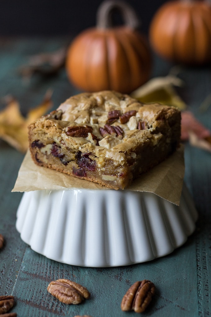 Brown Butter Cranberry White Chocolate Blondies