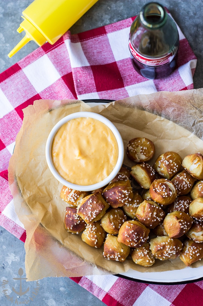 Hot Pretzel Nuggets with Cheese Sauce