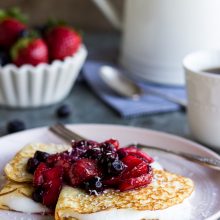 Coconut Crepes with Whipped Greek Yogurt and Berry Compote