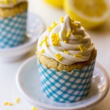 Lemon Cupcakes Filled with Lemon Curd Topped with Vanilla Buttercream-
