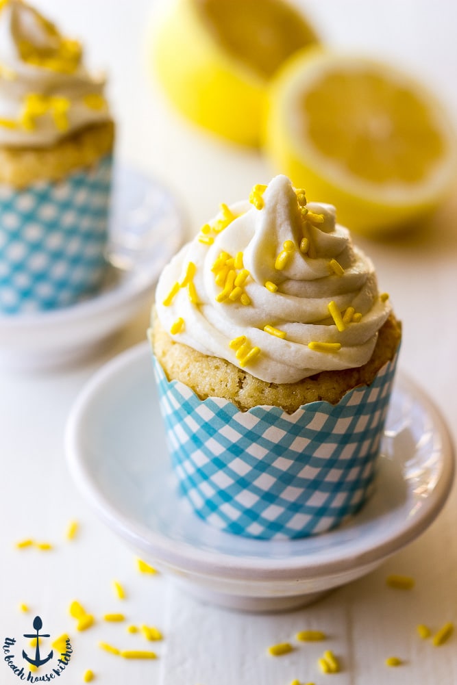 Lemon Cupcakes Filled with Lemon Curd Topped with Vanilla Buttercream