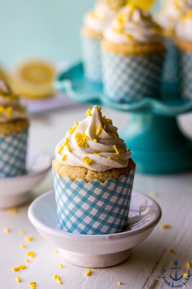 Lemon Cupcakes Filled with Lemon Curd Topped with Vanilla Buttercream-
