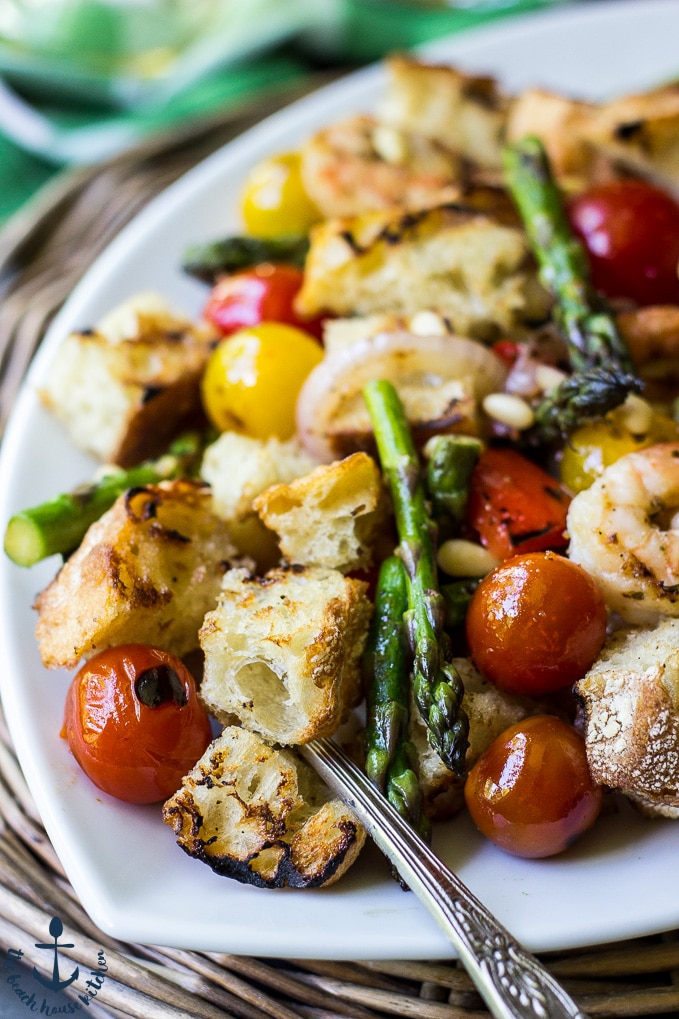 Grilled Panzanella with Shrimp and Asparagus
