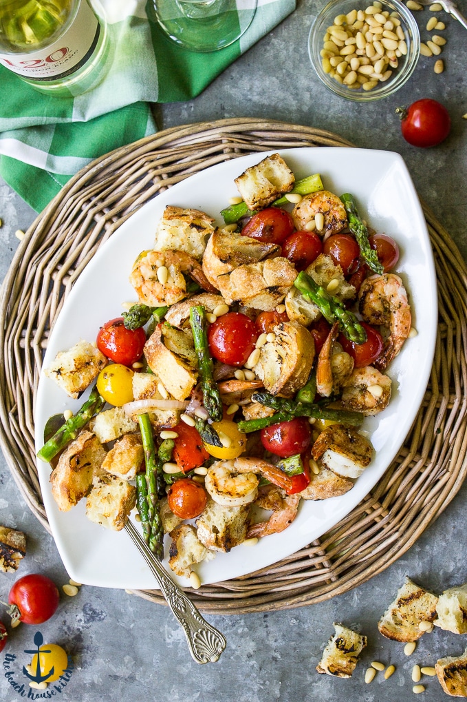 Grilled Panzanella with Shrimp and Asparagus