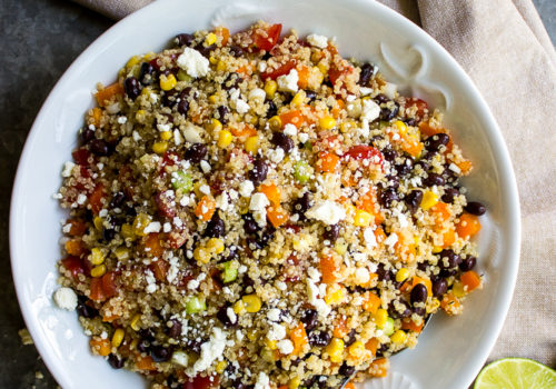 Southwestern Quinoa Salad with Lime Dressing and Cotija Cheese