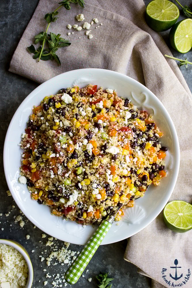 Southwestern Quinoa Salad with Lime Dressing and Cotija Cheese