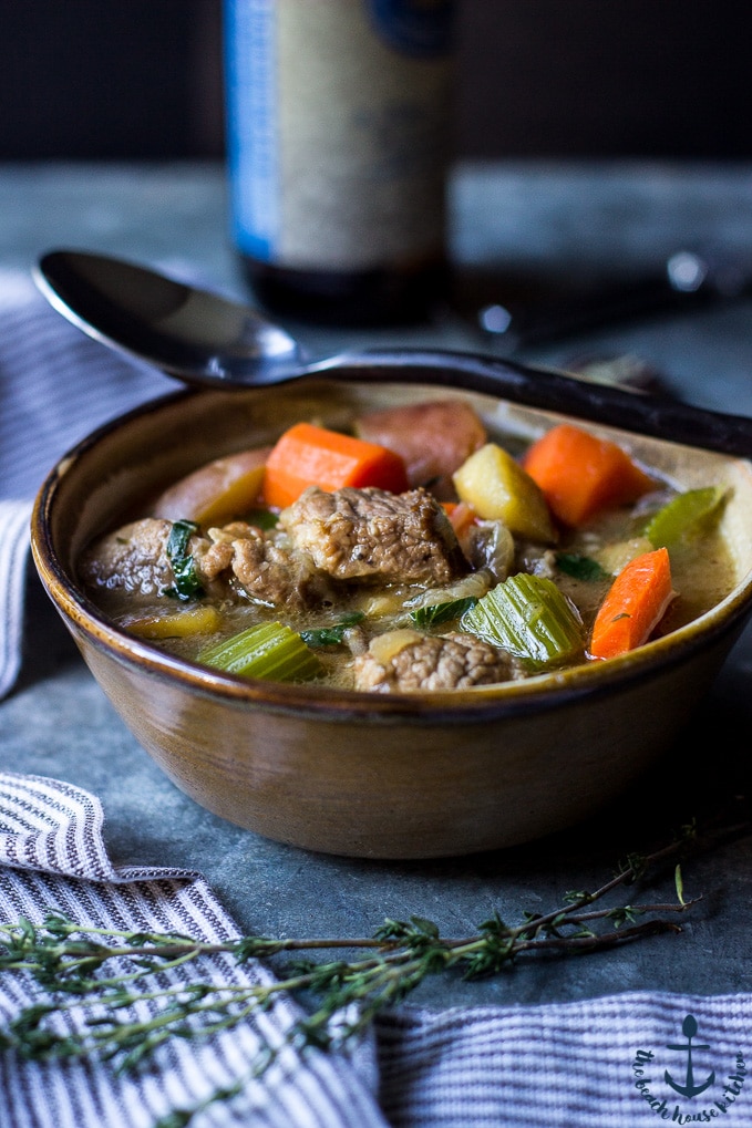 Ale Braised Pork Stew with Vegetables and Apples