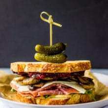 Prosciutto and Asiago Sandwich with Marsala Mushrooms and Fig Jam