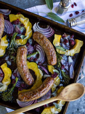 Sausage Acorn Squash Sheet Pan Dinner