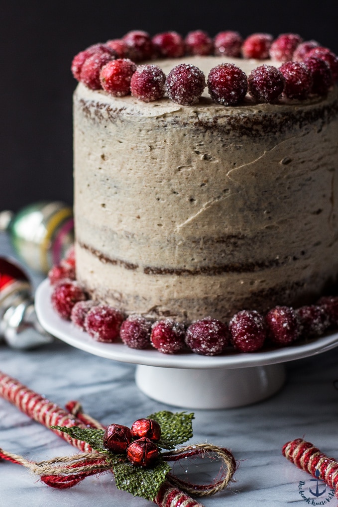 Up close photo of a Spiced Layer Cake with Cinnamon Buttercream 