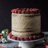 Spiced Layer Cake with Cinnamon Buttercream Frosting and Sugared Cranberries
