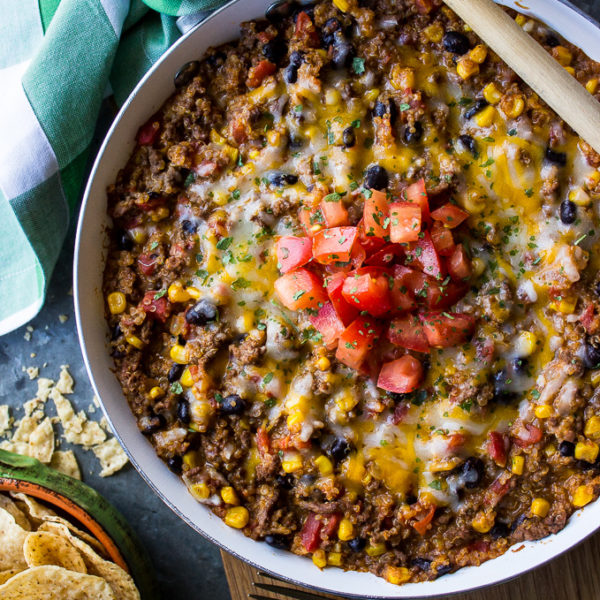 Beef and Quinoa Enchilada Skillet - The Beach House Kitchen