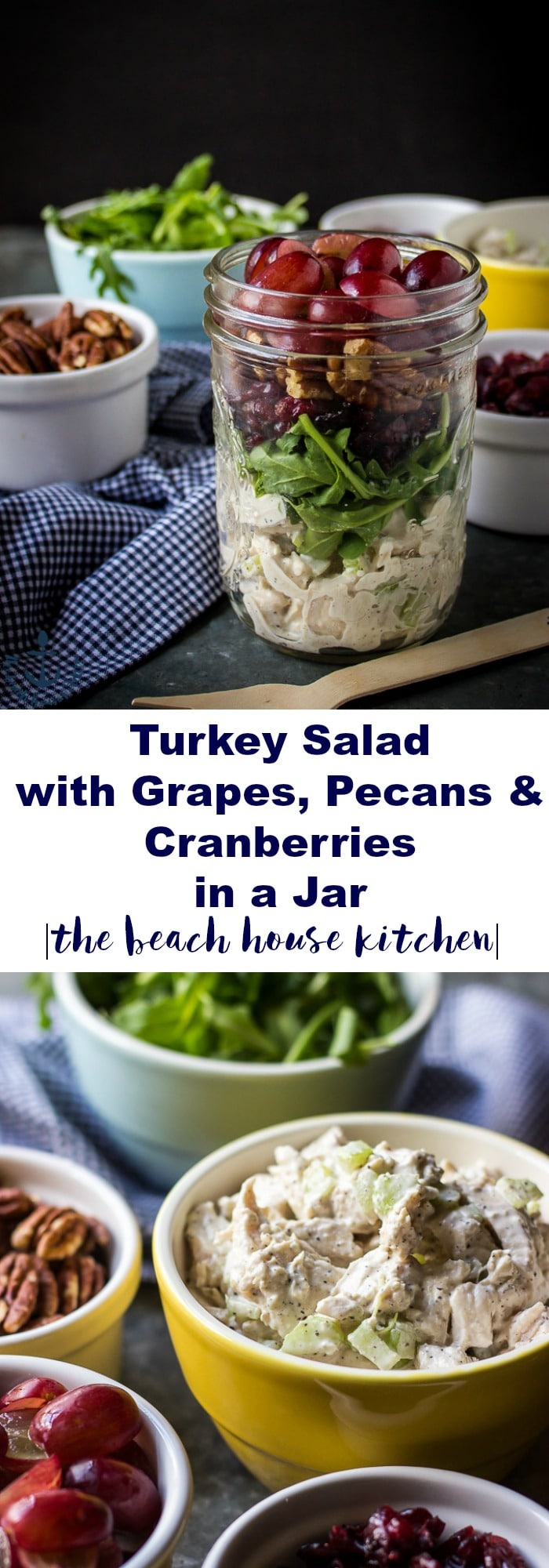 Turkey Salad with Grapes, Pecans and Cranberries in a Jar
