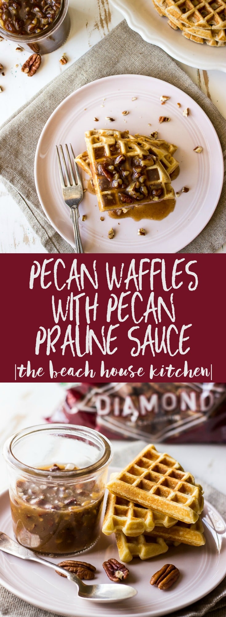 Easy Pecan Waffles with Pecan Praline Sauce | The Beach House Kitchen