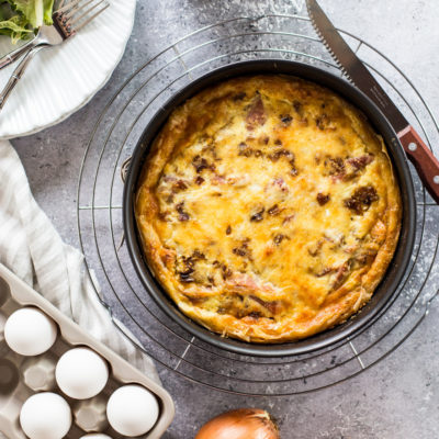 Caramelized Onion and Prosciutto Quiche with Phyllo Crust - The Beach ...