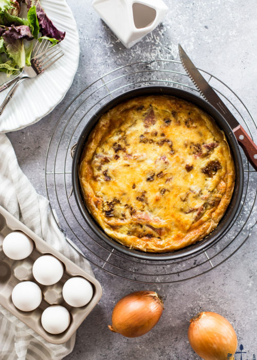 Caramelized Onion and Prosciutto Quiche with Phyllo Crust