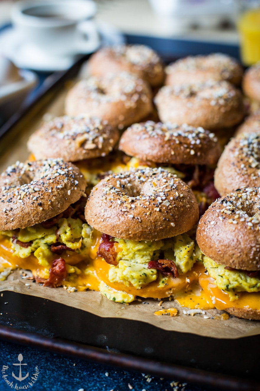 Bacon, Egg and Cheese Bagel Breakfast Sliders