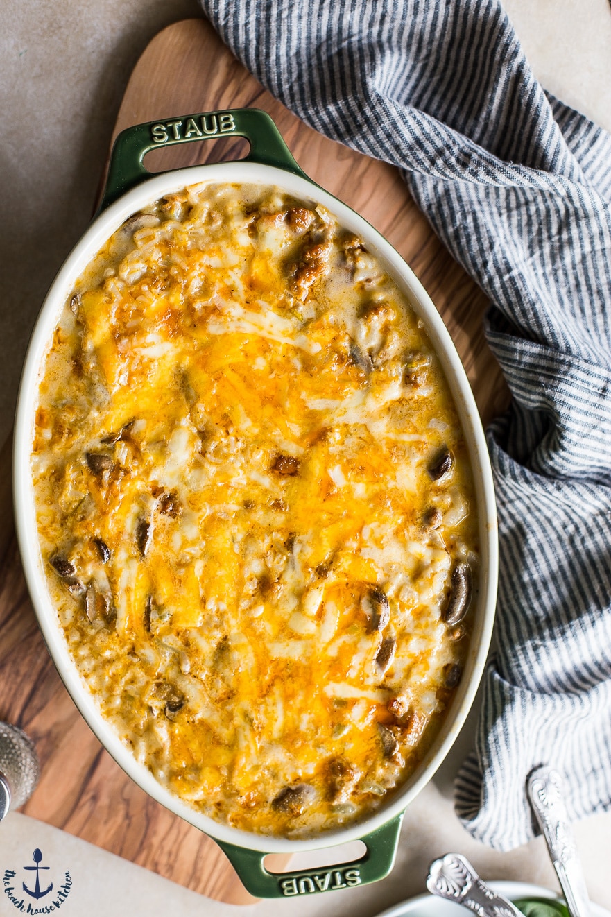 Cheesy Spicy Sausage Rice Bake