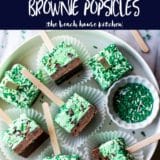 No Churn Mint Chocolate Chip Brownie Popsicles