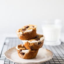 Stack of s'mores cups on a plate