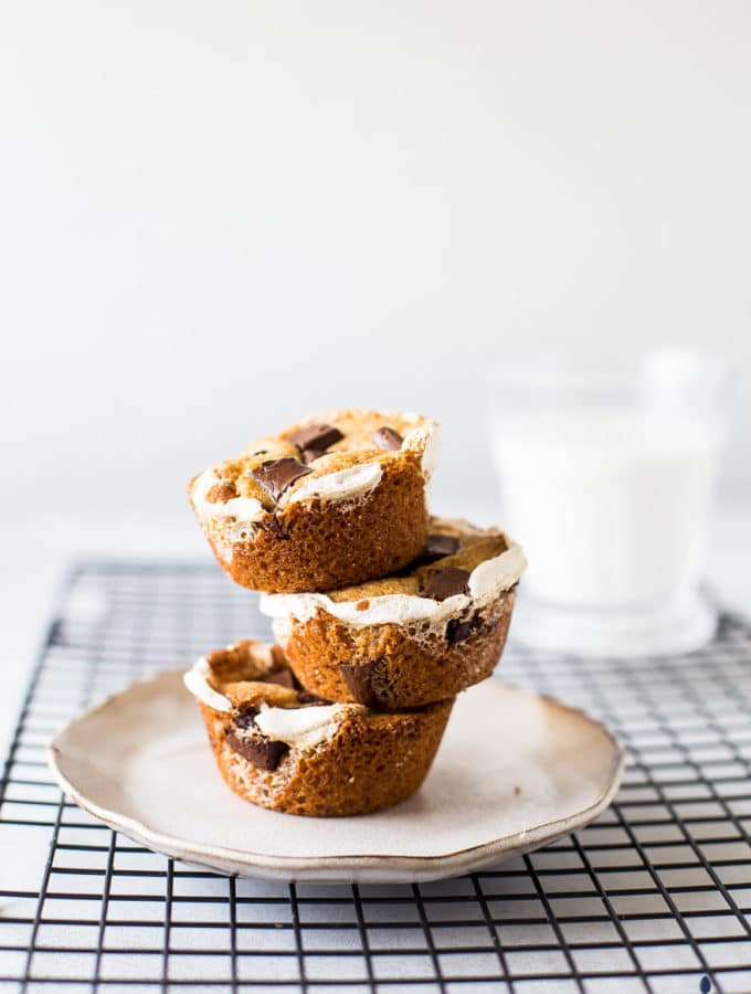 Stack of s'mores cups on a plate