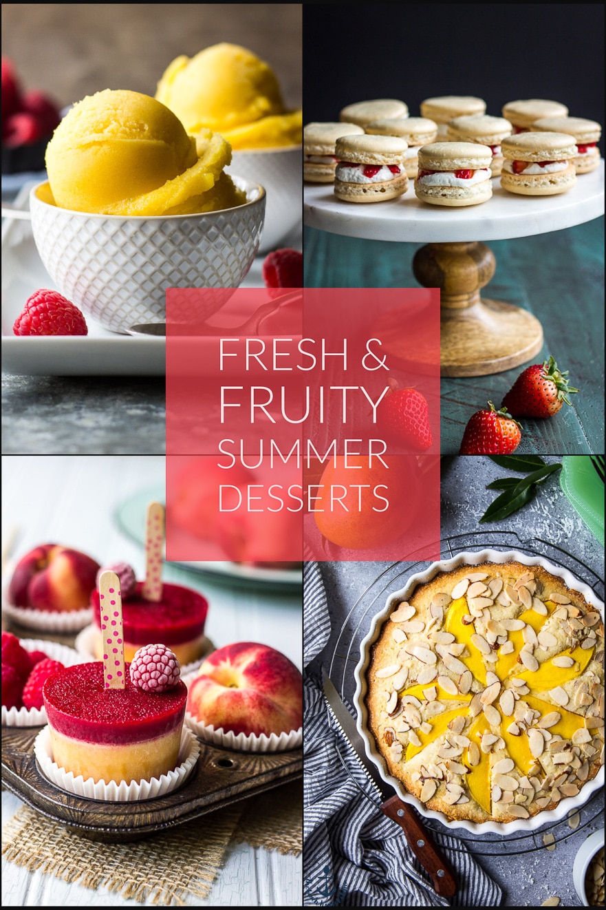 Collage of fresh and fruity summer desserts