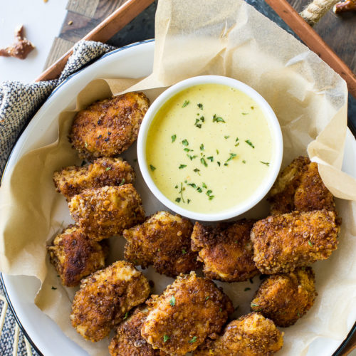 Pretzel Crusted Chicken Nuggets with Mustard Dipping Sauce - The Beach ...