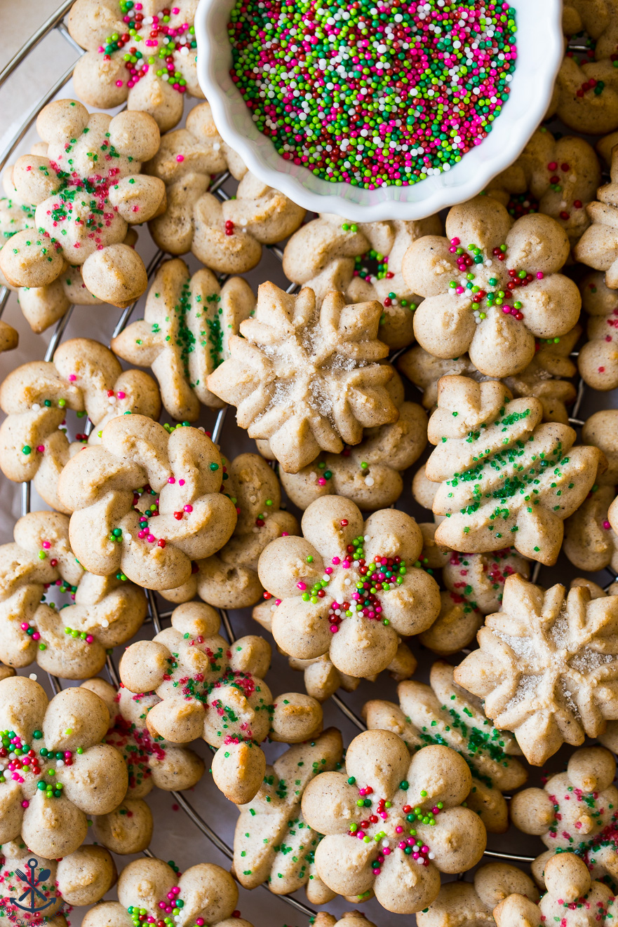 Up close overhead photo of Chai Spiced Spritz Cookies