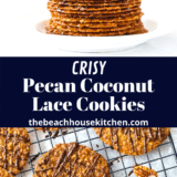 Pecan Coconut Lace Cookies Pinterest pin