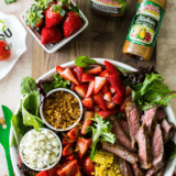Zesty Grilled Steak Salad with Corn and Strawberries long Pinterest Pin