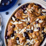Blueberry Croissant Bread Pudding with Blueberry Sauce long Pinterest pin