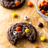 Chocolate Reese's Pieces Cookies long Pinterest pin