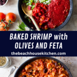Baked Shrimp with Olives and Feta long Pinterest pin