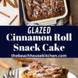 Glazed Cinnamon Roll Snack Cake long Pinterest pin