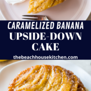 Caramelized Banana Upside-Down Cake long Pinterest pin