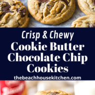 Chewy Cookie Butter Chocolate Chip Cookies long Pinterest pin
