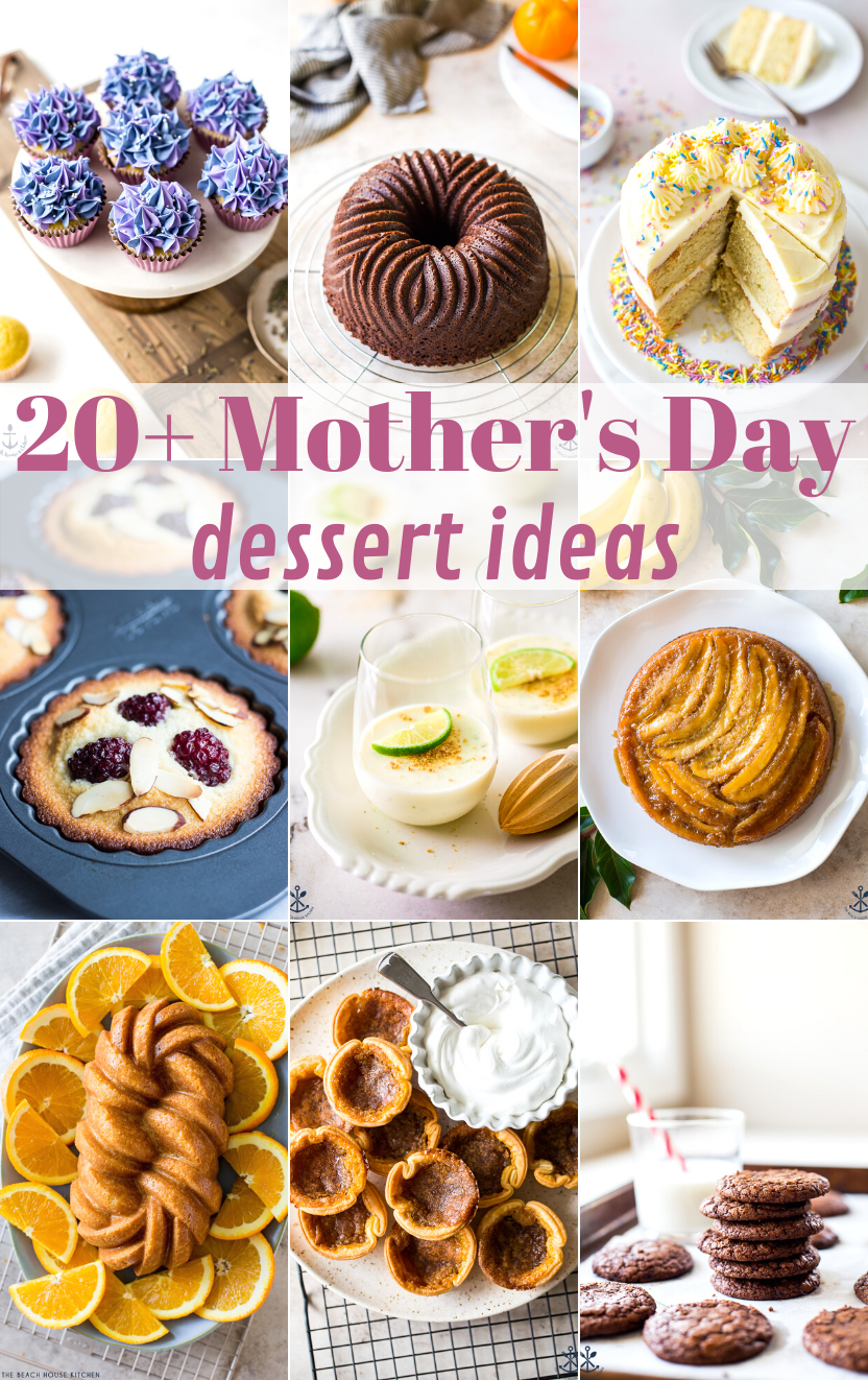 Collage of nine delicious dessert photos of Mother's Day