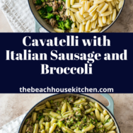 Cavatelli with Italian Sausage and Broccoli long Pinterest pin