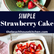 Simple Strawberry Cake long Pinterest pin