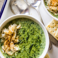 Creamy Spinach Soup with Crabmeat long Pinterest pin