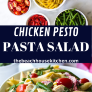 Chicken Pesto Pasta Salad long Pinterest pin