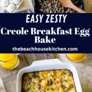 Creole Breakfast Egg Bake with Sausage long Pinterest pin