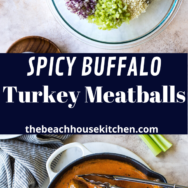 Spicy Buffalo Turkey Meatballs long Pinterest pin