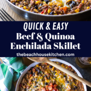 Beef and Quinoa Enchilada Skillet long Pinterest pin