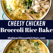 Cheesy Chicken Broccoli Rice Bake long Pinterest pin