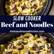 Slow Cooker Beef and Noodles long Pinterest pin