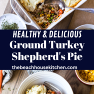 Ground Turkey Shepherd's Pie with Cauliflower Mash Topping long Pinterest pin