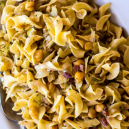 Pasta with Sautéed Cabbage Chickpeas and Pancetta long Pinterest pin